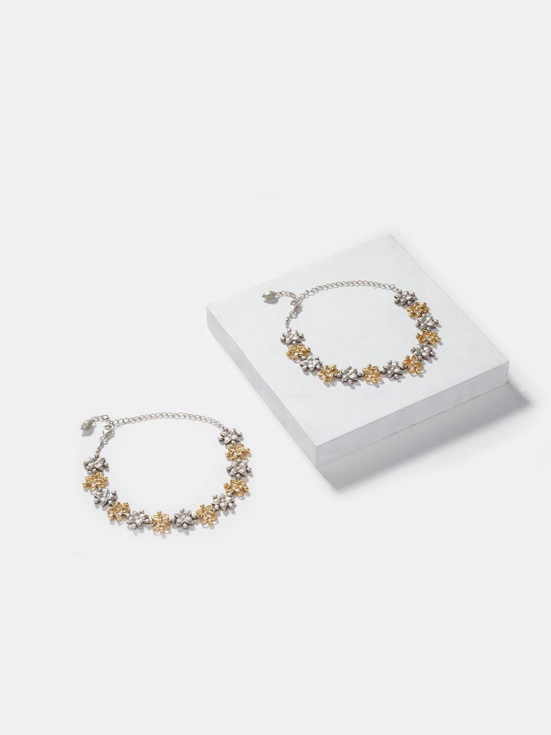 shaya set of 2 925 sterling silver gold plated- star charm anklets