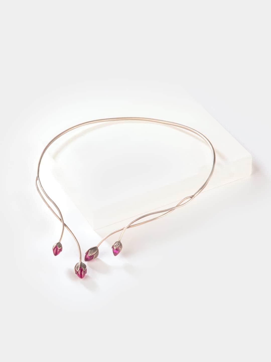 shaya silver & magenta silver silver-plated necklace