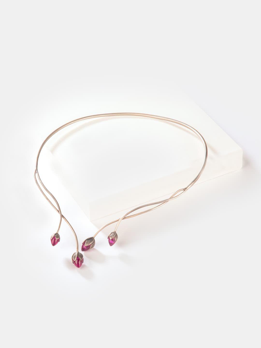 shaya silver & magenta silver silver-plated necklace