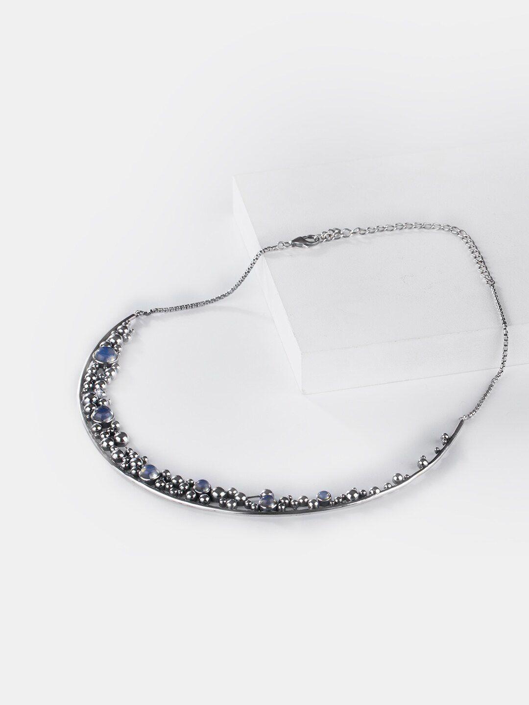 shaya silver-toned & blue sterling silver necklace