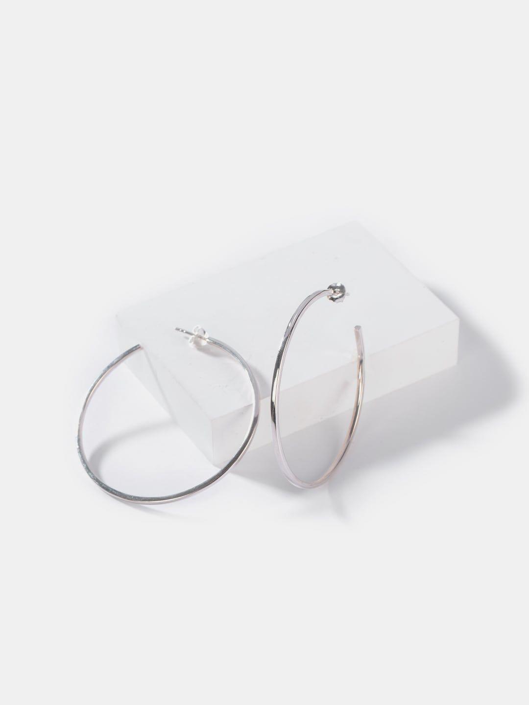 shaya silver-toned contemporary hoop earrings
