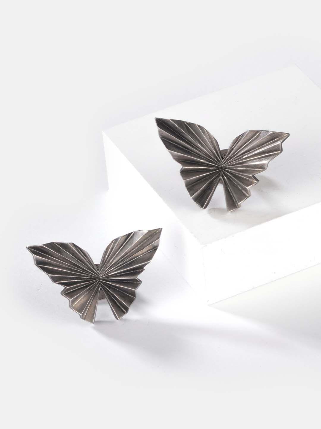 shaya silver-toned contemporary studs earrings