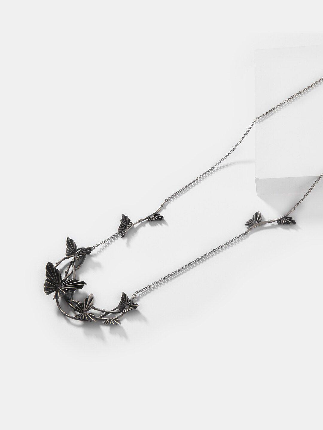 shaya silver-toned sterling silver oxidised necklace