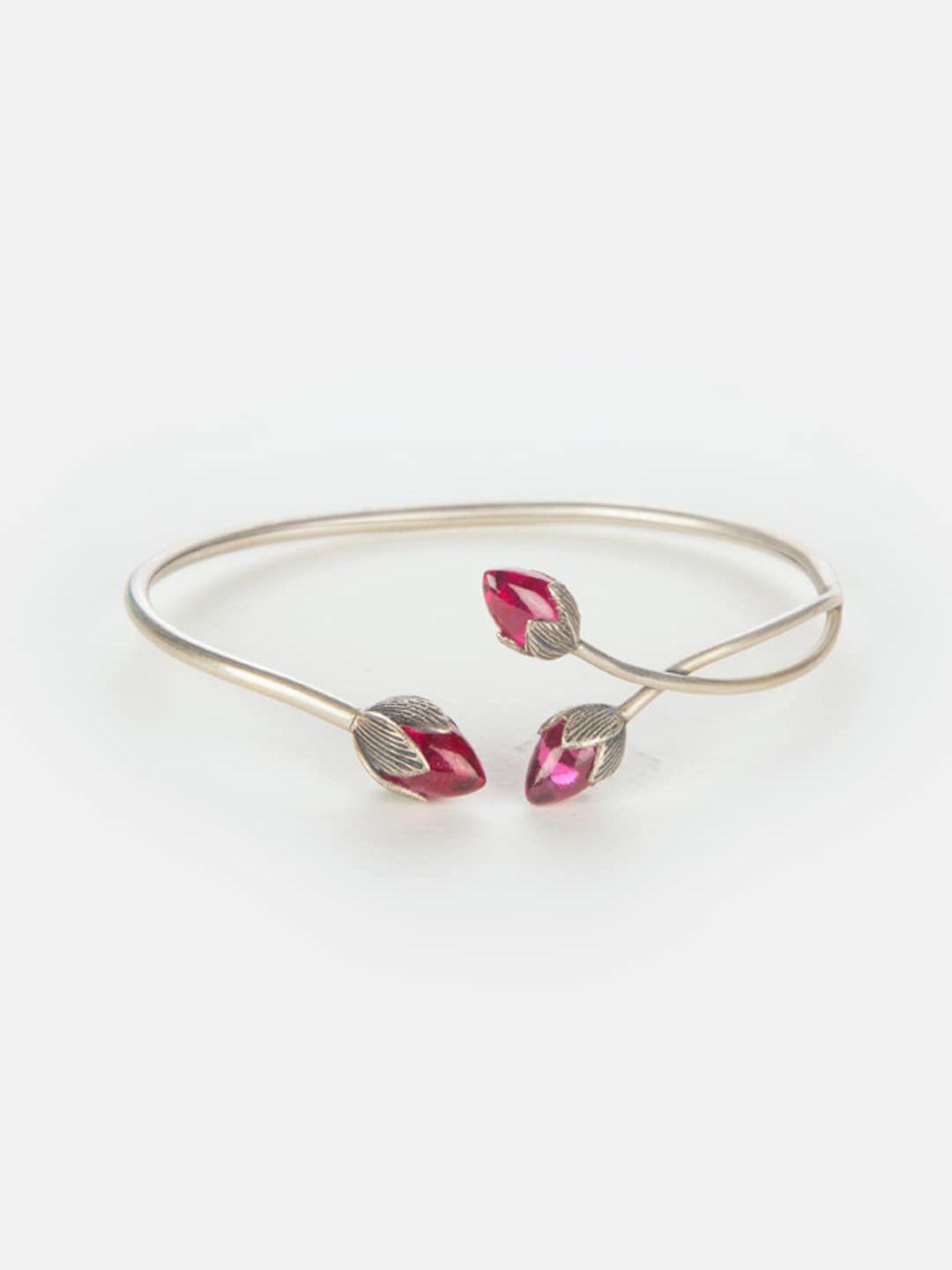 shaya women  silver-plated & pink cuff bracelet