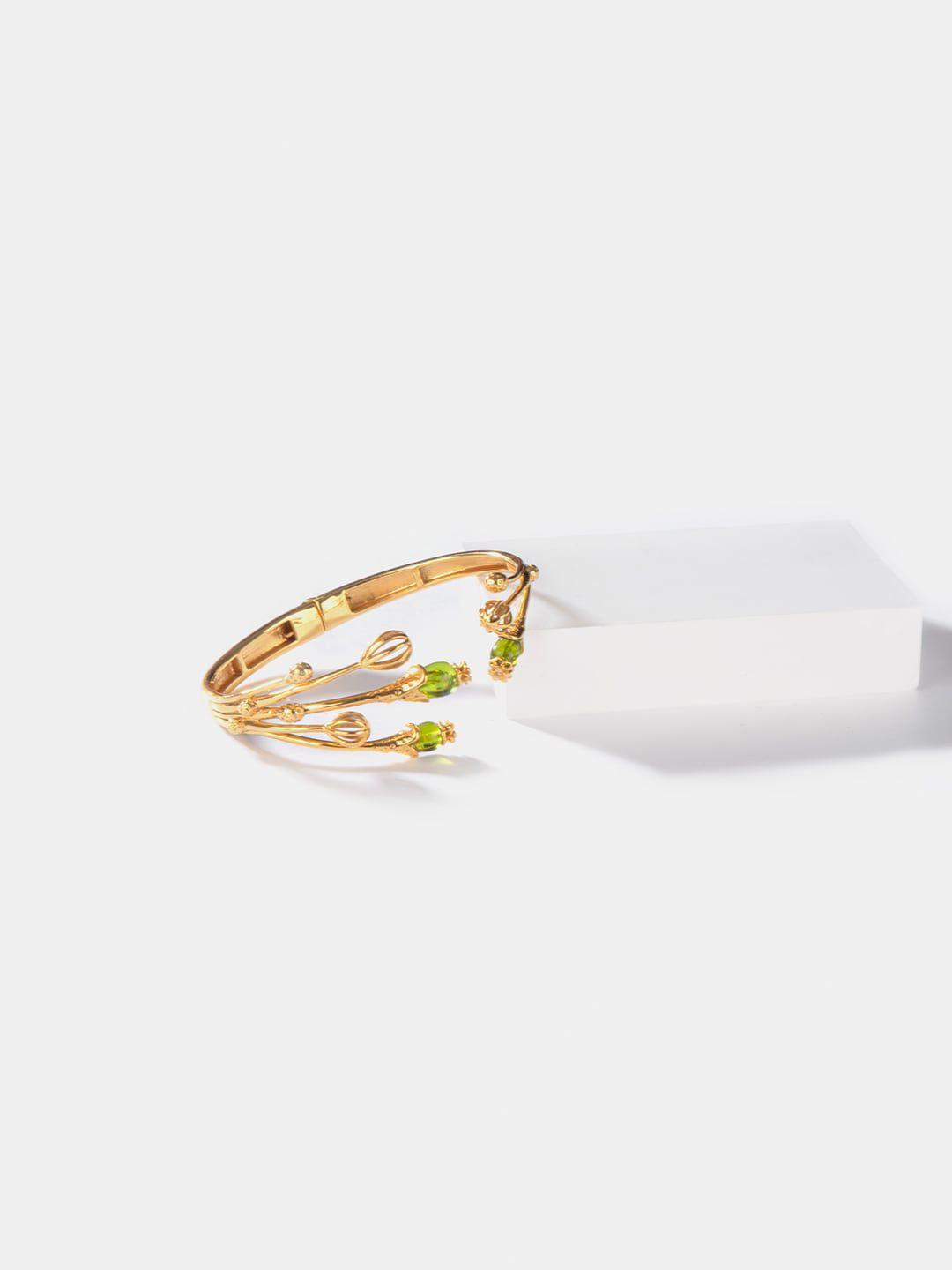 shaya women green sterling silver gold-plated cuff bracelet