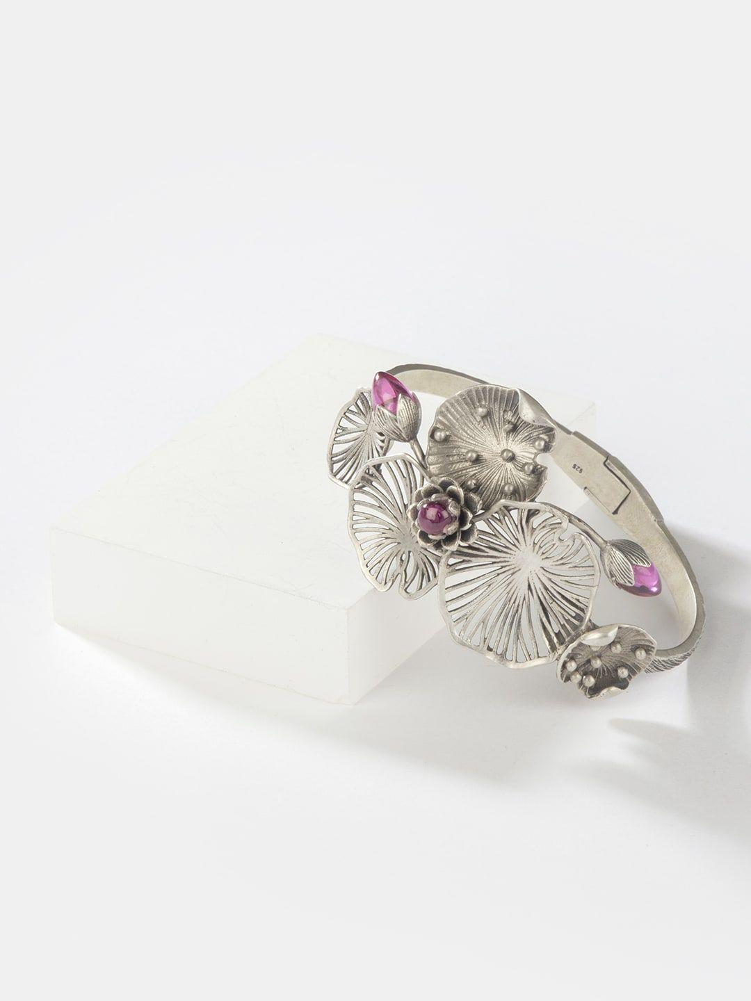 shaya women silver & pink cuff bracelet