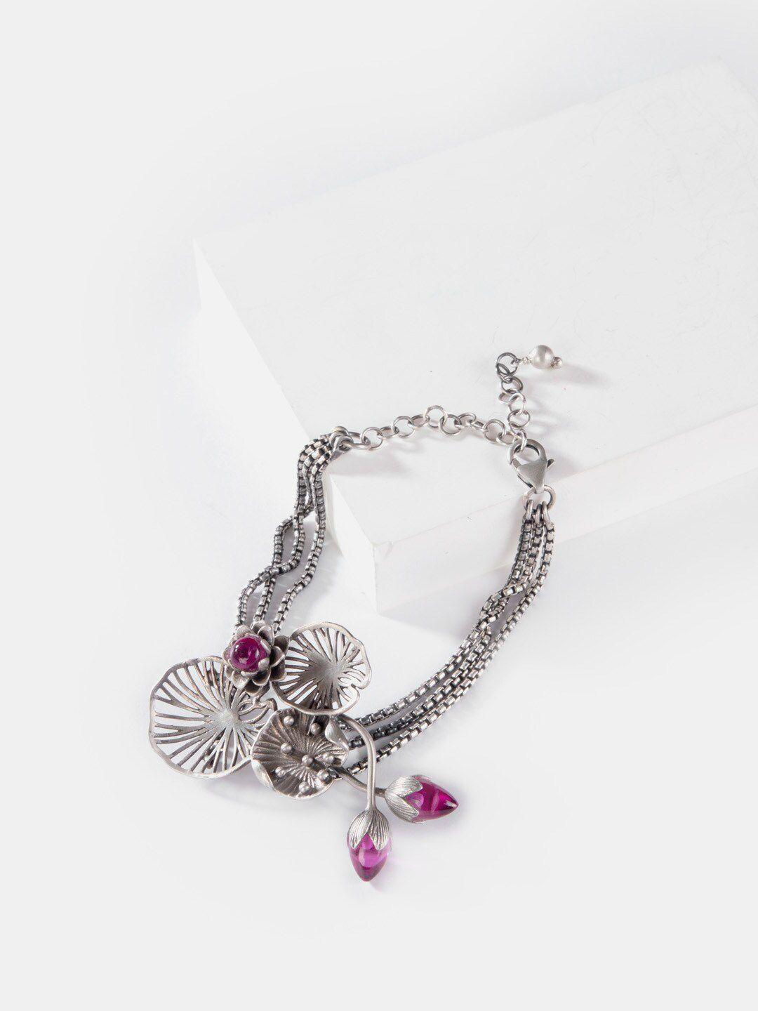 shaya women silver-plated & pink bracelet