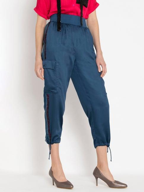 shaye blue relaxed fit elasticated pants