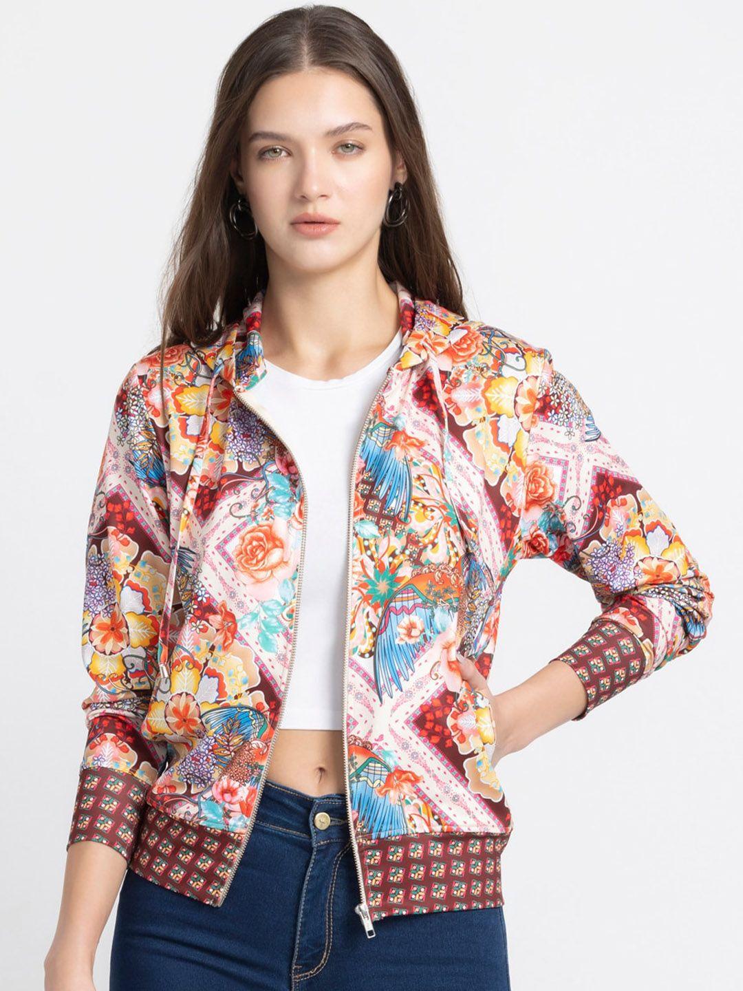 shaye floral printed hooded lightweight bomber