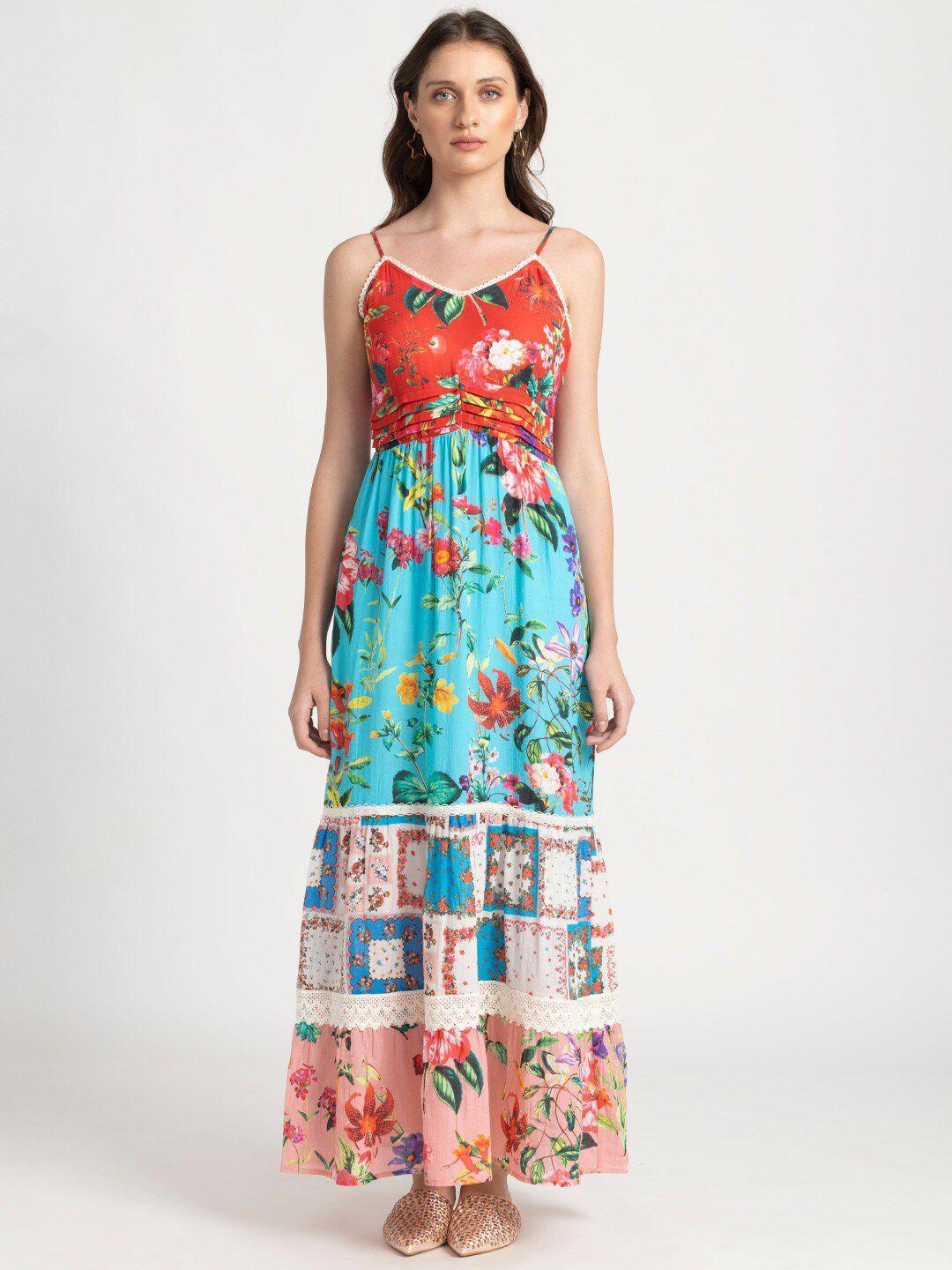 shaye floral printed sleeveless pure cotton maxi dress