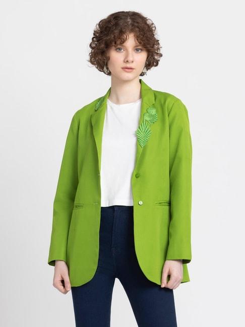 shaye green embroidered blazer