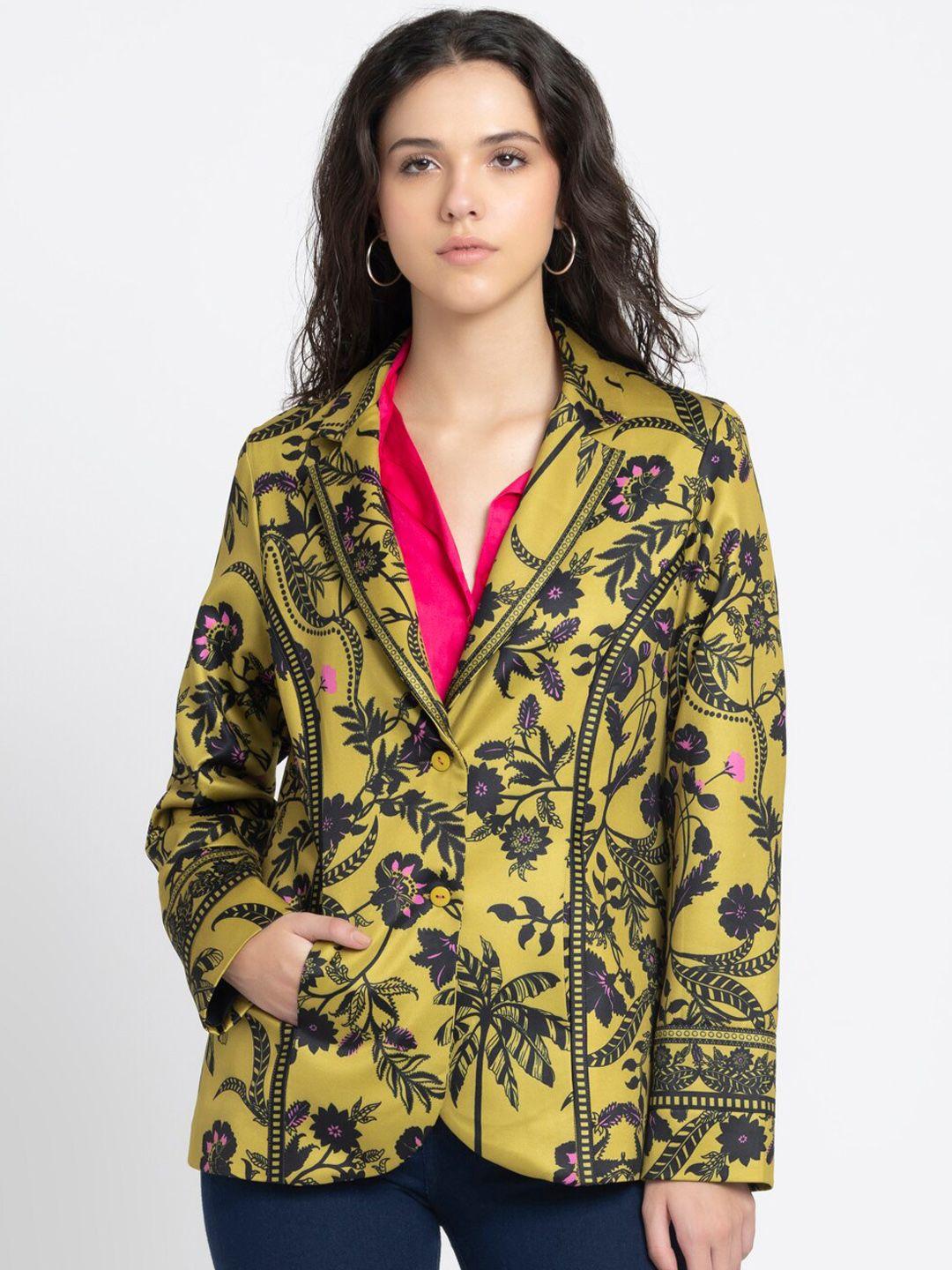 shaye notched lapel collar printed single-breasted casual blazer