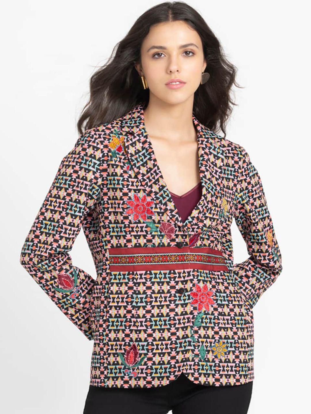 shaye printed notched lapel collar single-breasted blazer