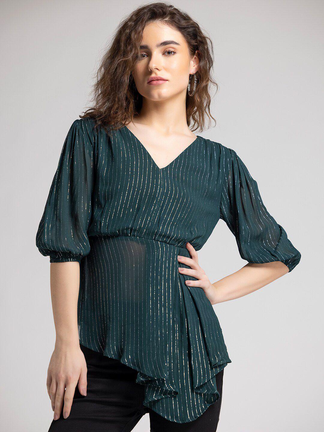 shaye striped puff sleeves sheen empire top