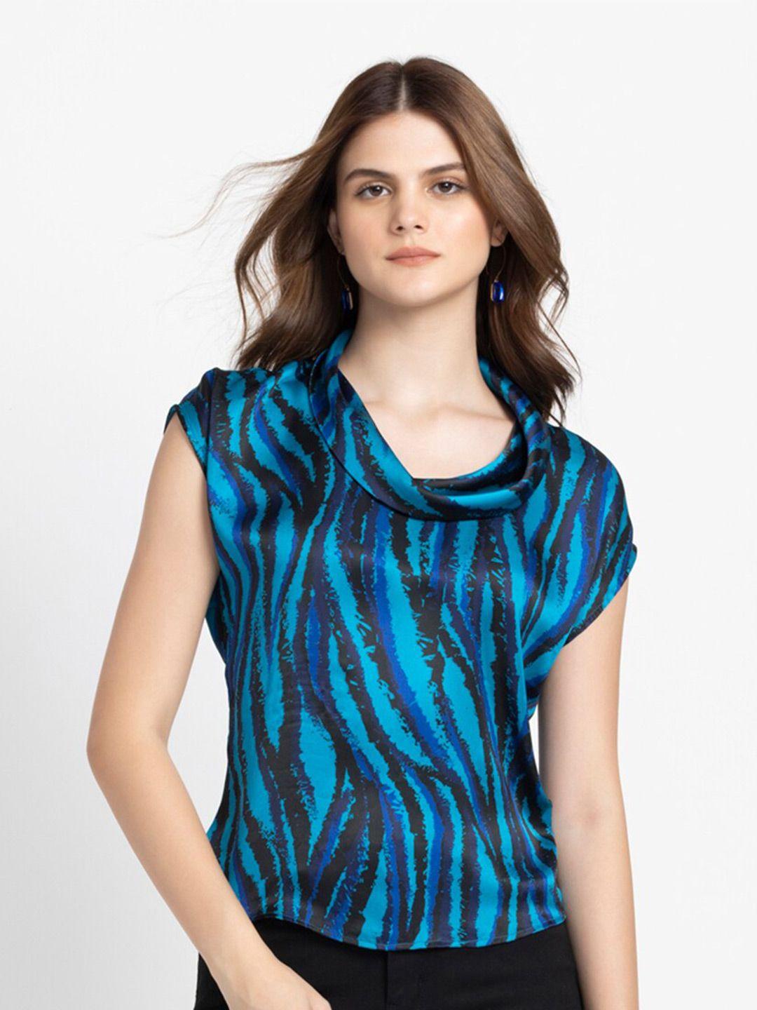 shaye abstract printed cowl neck top