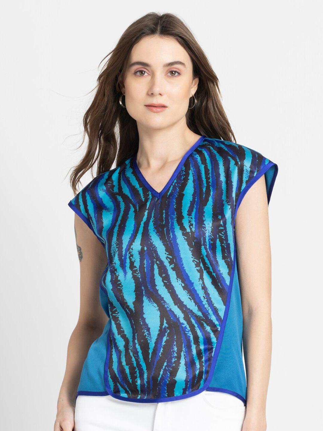 shaye animal printed v-neck cap sleeves top