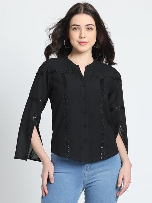 shaye black embellished shirt