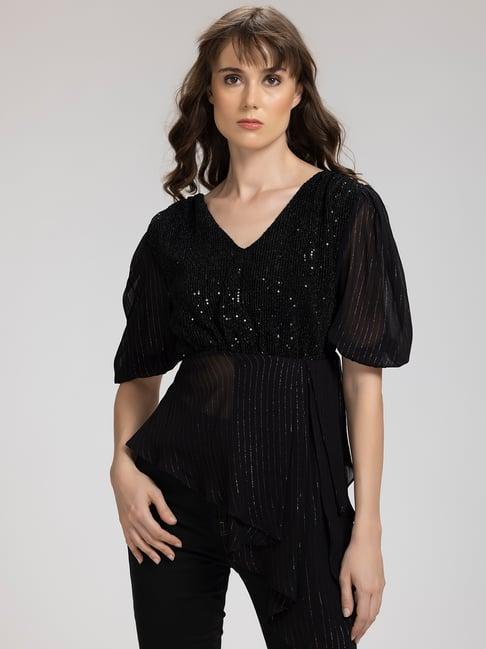 shaye black embellished top