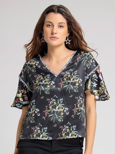 shaye black floral print top