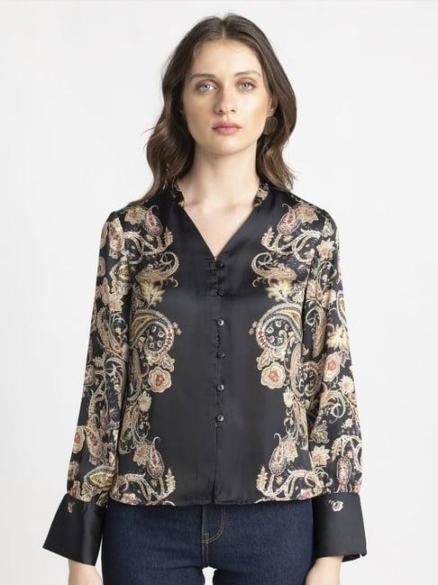 shaye black printed shirt