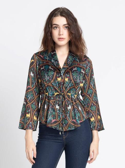 shaye black printed shirt