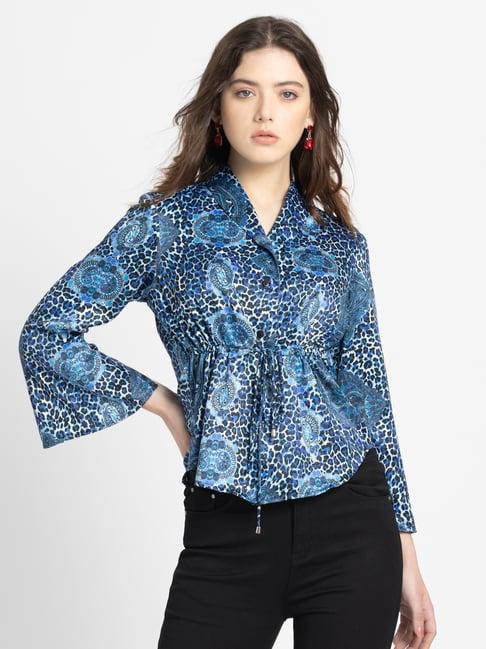 shaye blue animal print top