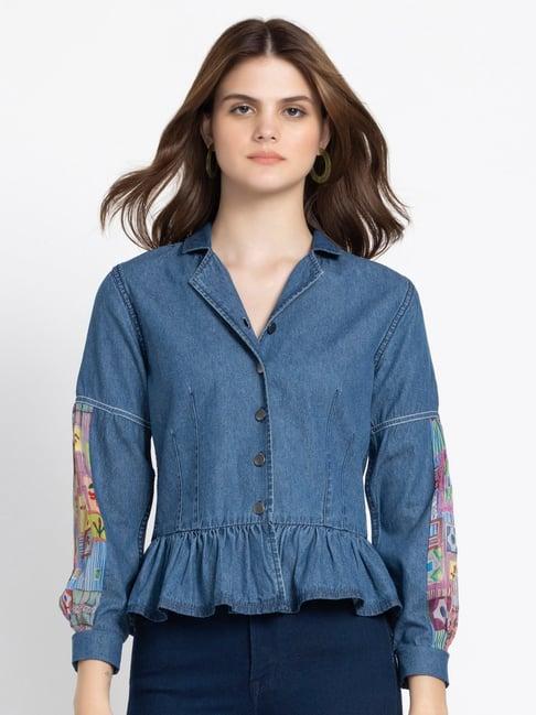 shaye blue denim regular fit shirt