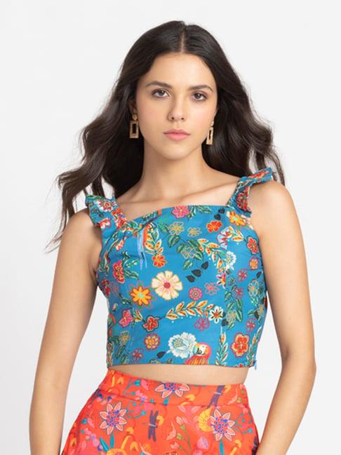 shaye blue floral print crop top