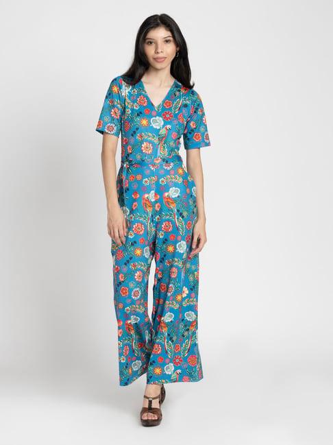 shaye blue floral print jumpsuit