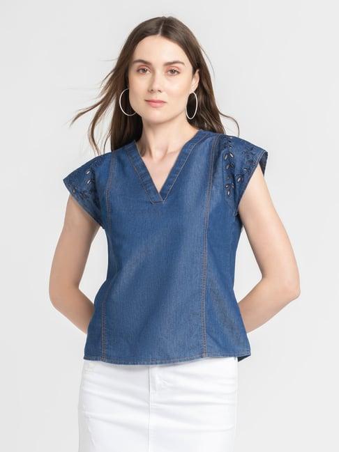 shaye blue regular fit top