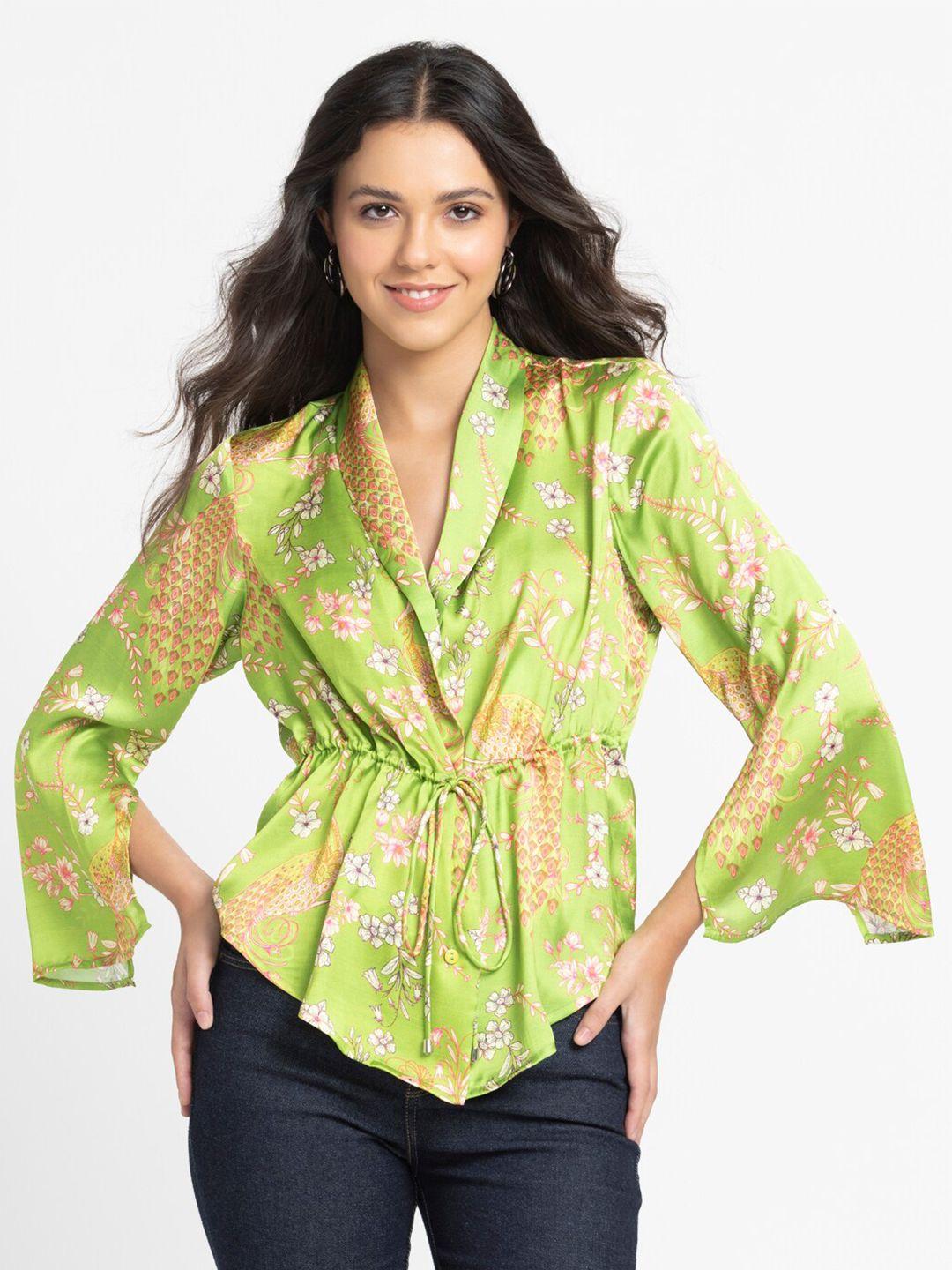 shaye classic floral printed tie up shirt