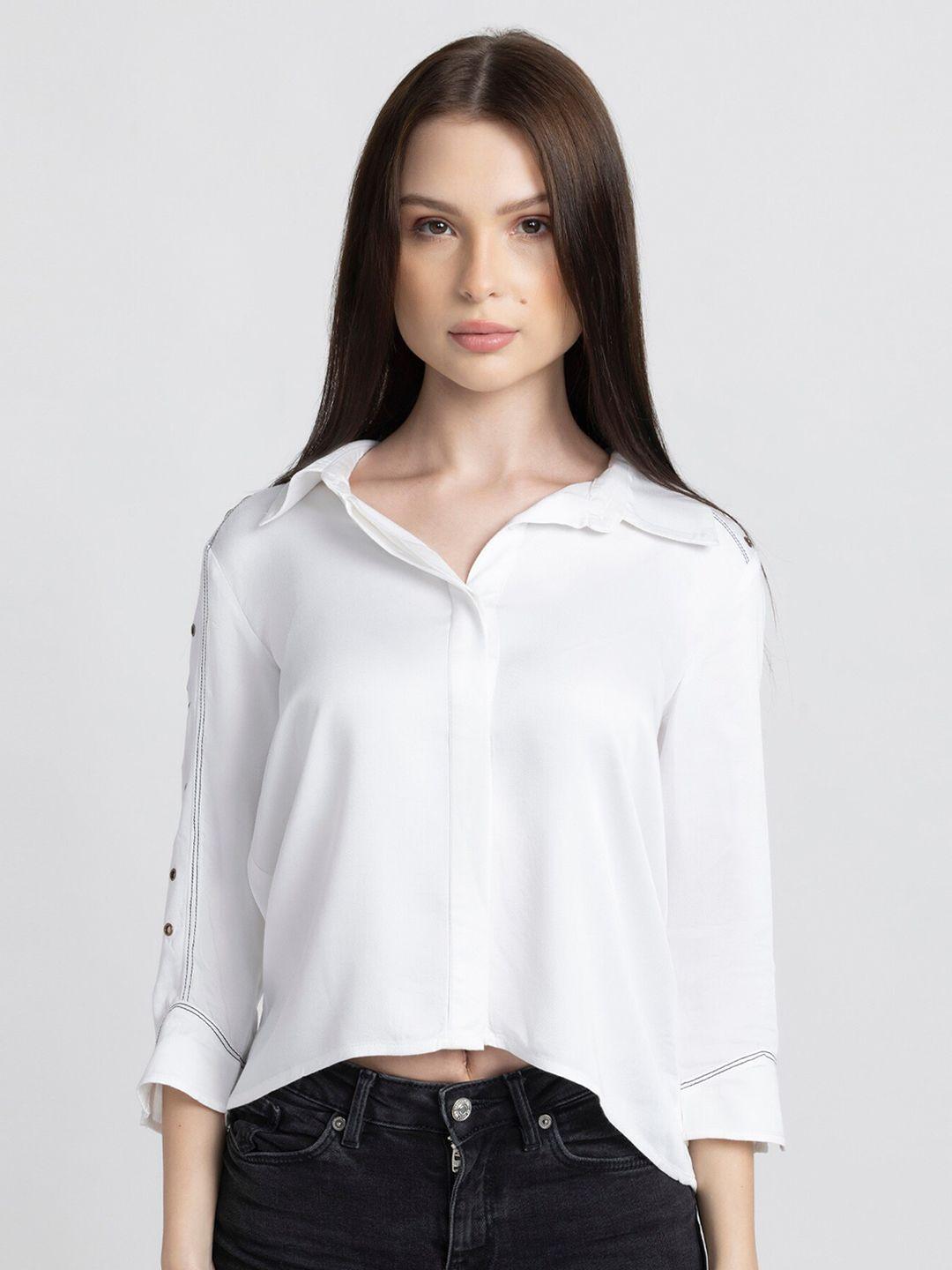 shaye comfort spread collar satin casual shirt