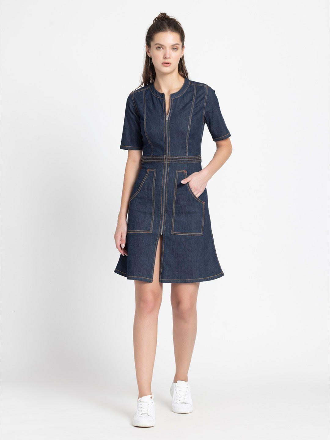 shaye denim a-line dress