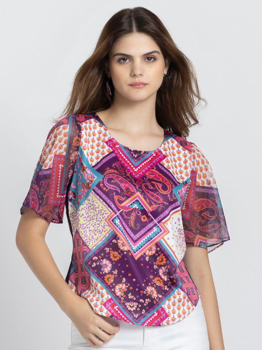 shaye ethnic motifs printed satin top