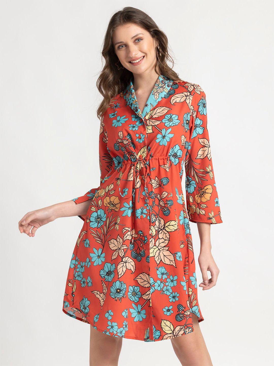 shaye floral print tie-up a-line dress