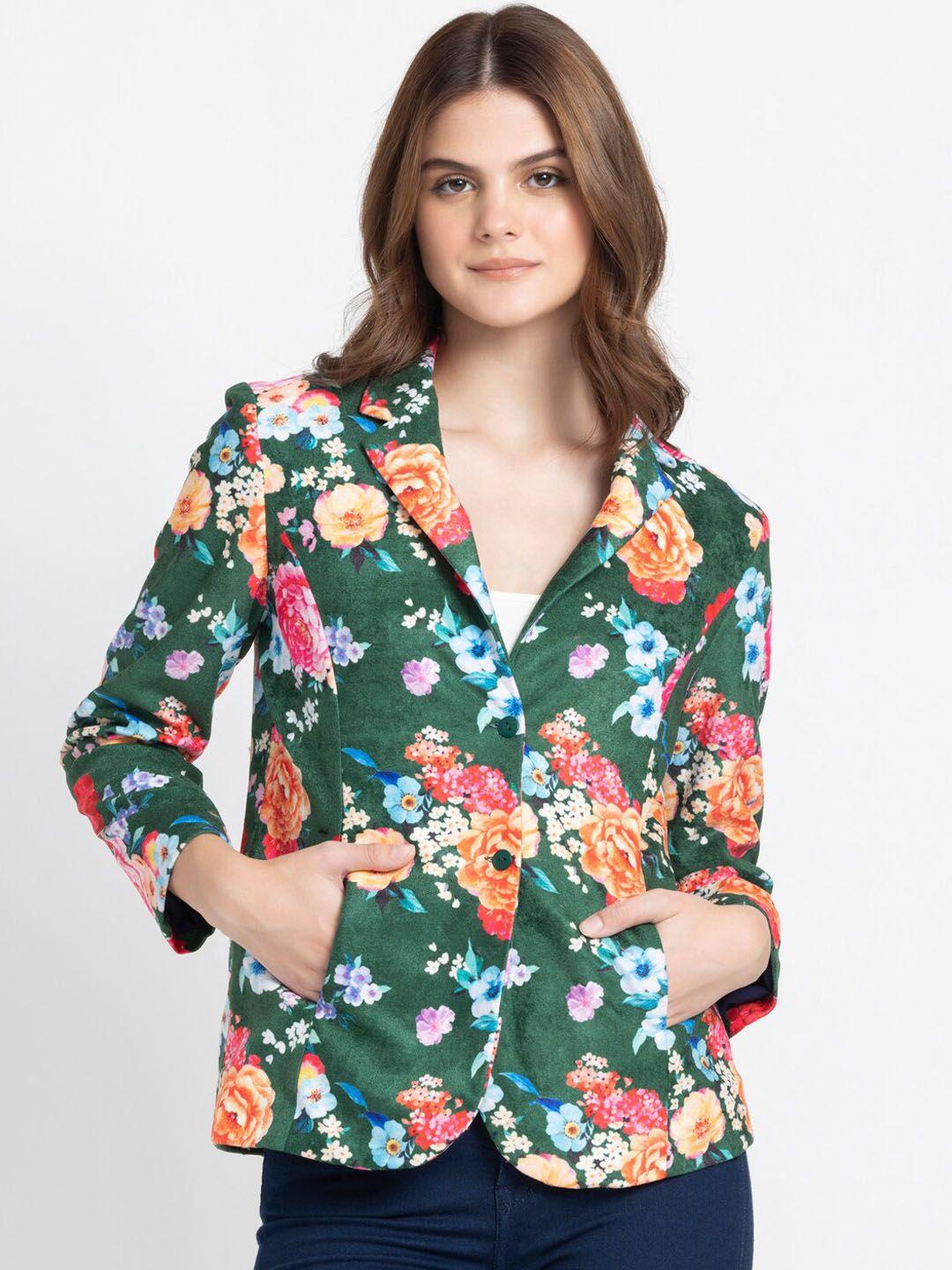 shaye floral printed notched lapel collar slim-fit single breasted blazer