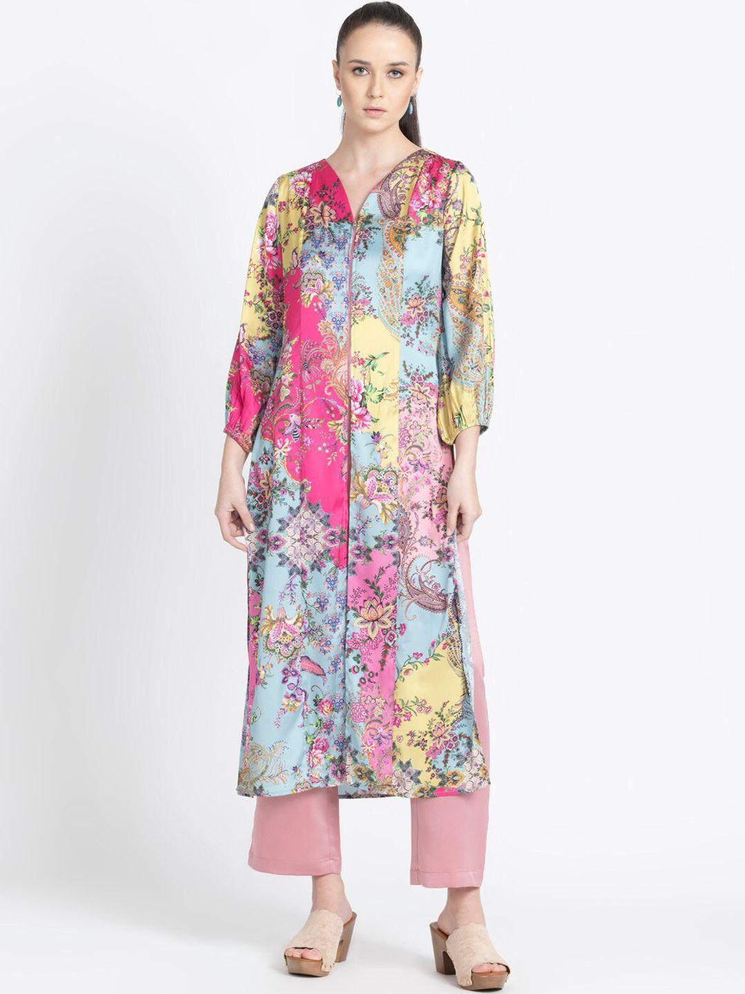 shaye floral printed v-neck a-line kurta