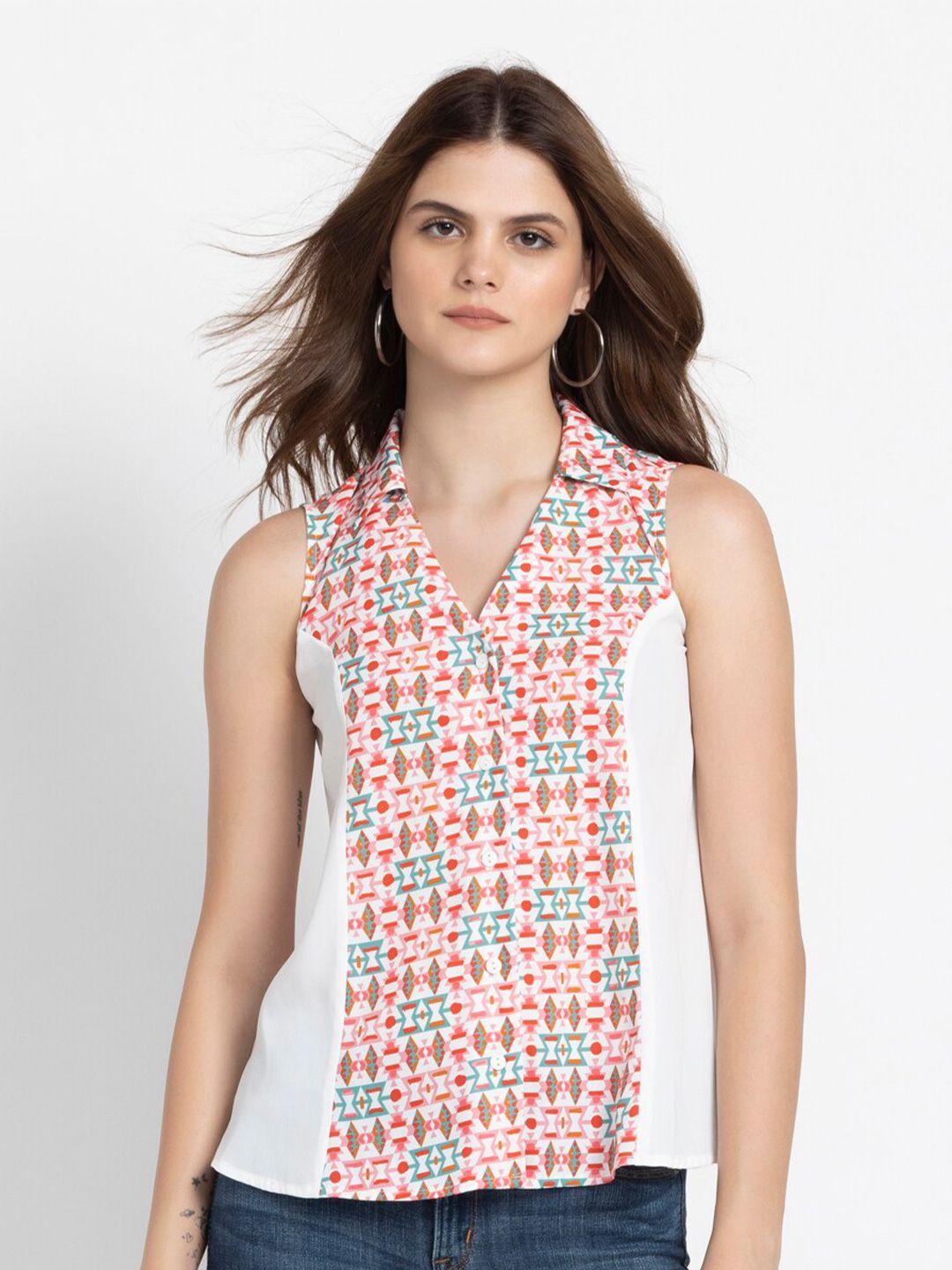 shaye geometric printed v-neck top