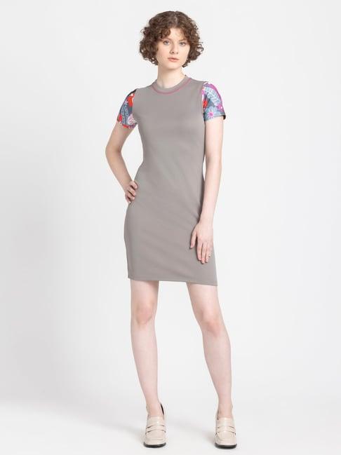 shaye grey regular fit bodycon dress