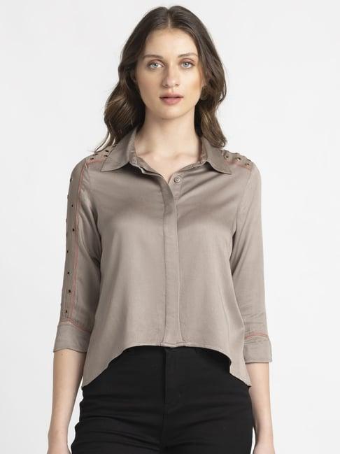 shaye grey relaxed fit shirt