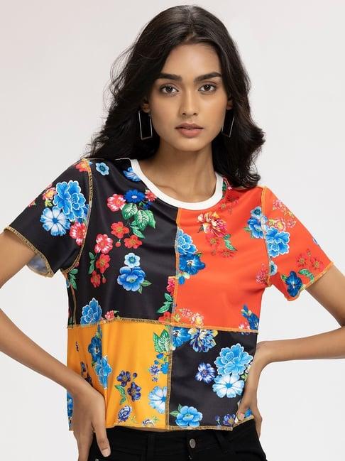 shaye multicolored floral print crop top