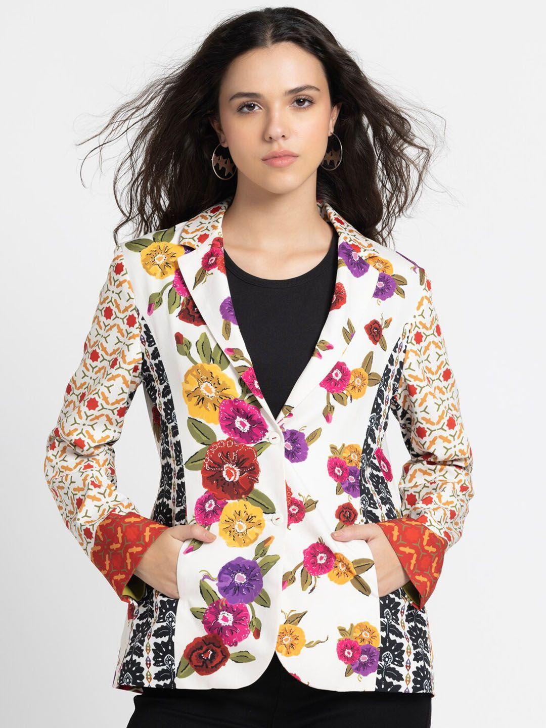 shaye notched lapel collar printed single-breasted casual blazers