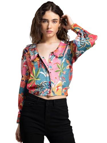 shaye peter pan collar multicolour floral print long sleeves casual shirt for women