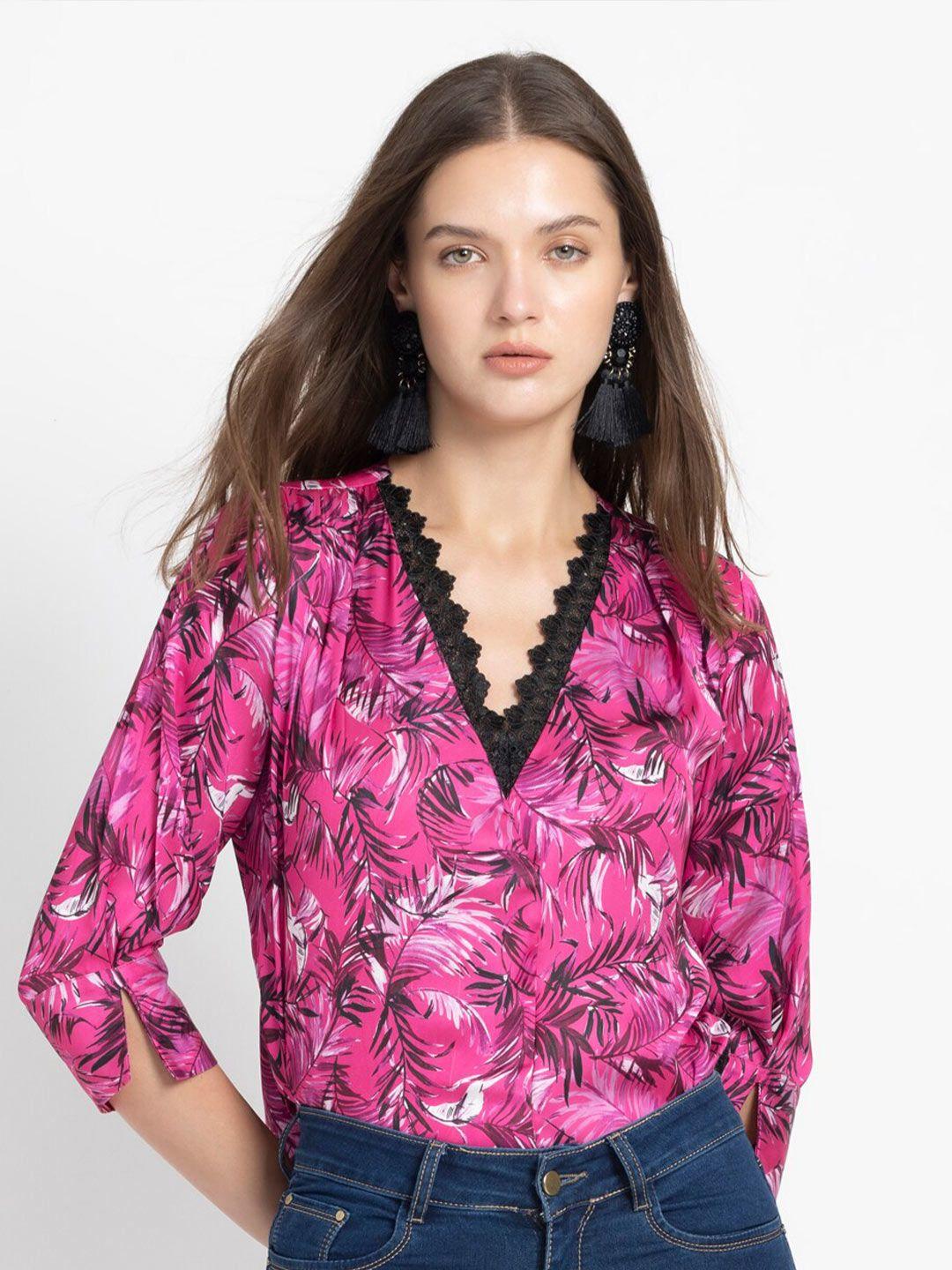 shaye pink & black floral print top