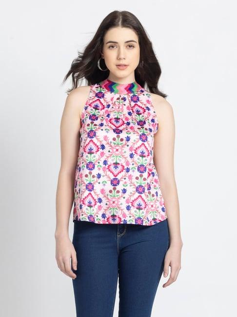 shaye pink & white floral print top