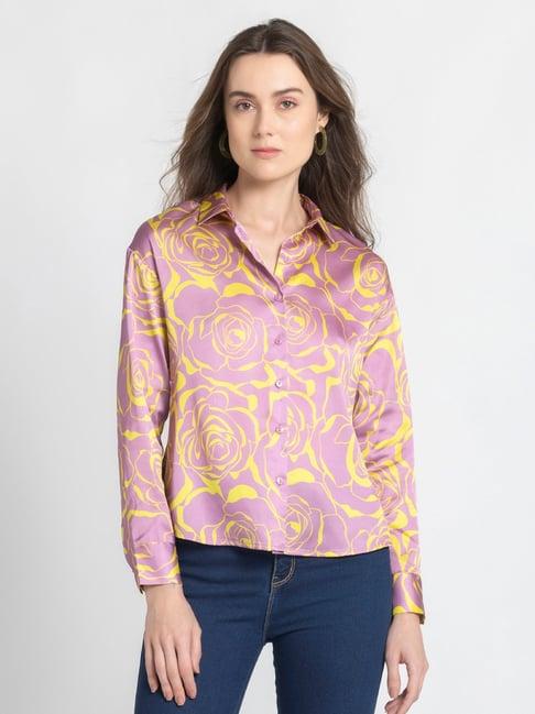 shaye pink & yellow floral print shirt