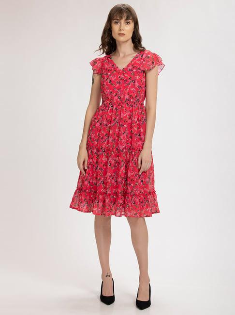 shaye pink printed a-line dress