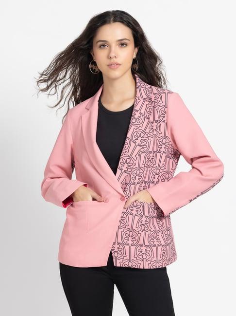 shaye pink printed blazer