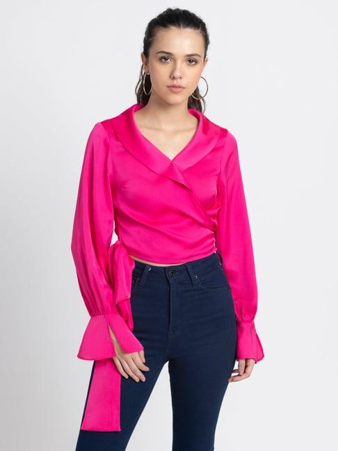 shaye pink regular fit crop top