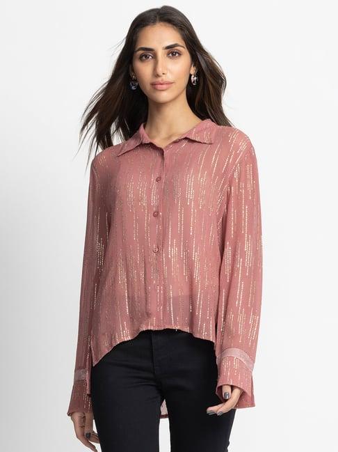 shaye pink textured shirt